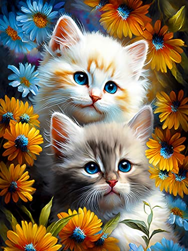 Martin Kench Diamond Painting Set Katze, 5D Diamant Painting Bilder Kinder DIY Bilder Erwachsene Runden Diamanten Dekoration und Geschenk (30 * 40cm) von Martin Kench