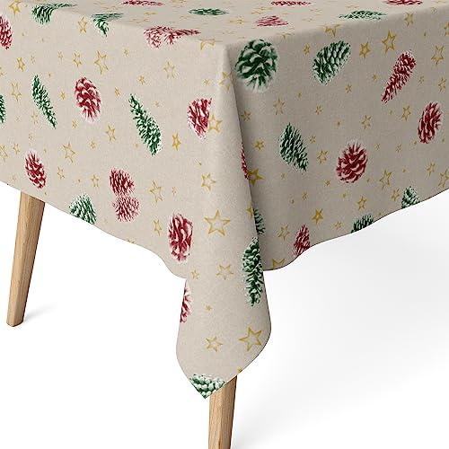 Martina Home Harzbeschichtete Tischdecke Kiefernzapfen, 100 x 140 cm, Grün von Martina Home