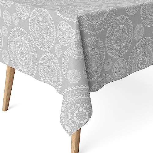 Martina Home Harzbeschichtete Tischdecke Mandala, 300 x 140 cm, Grau von Martina Home