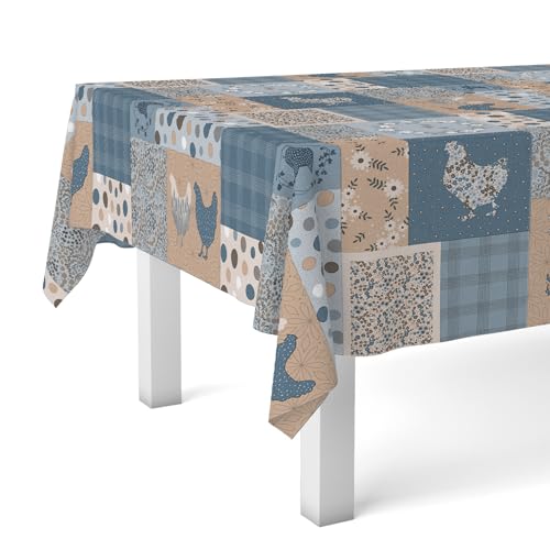 Martina Home Wachstuchtischdecke Patch, 100 x 140 cm, Blau von Martina Home
