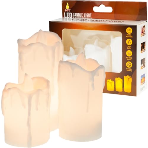 Martom LED KERZEN SET VON 3 STÜCK. KERZE NACHFÜLLEN WIE WACHS, Flammenlose Kerzen, batteriebetriebene Stumpenkerze aus echtem Wachs, elektrisches LED-Kerzen-Set Martom LED KERZEN SET VON 3 STÜCK. KERZE NACHFÜLLEN WIE WACHS, Flammenlose Kerzen, batteriebetriebene Stumpenkerze aus echtem Wachs, elektrisches LED-Kerzen-Set von Martom