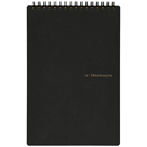 Maruman MNEMOSYNE Notizbuch, 22,9 x 14,7 cm (vertikal, A5), 7 mm, liniert, 28-zeilig, mit Trennwand in der Mitte, doppelseitig, 70 Blatt (N166), Schwarz von Maruman