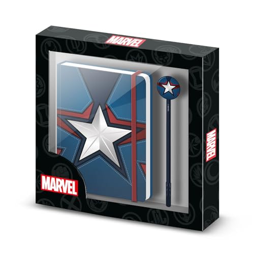 Marvel Captain America Courage-Geschenkbox mit Tagebuch und Fashion Kugelschreiber, Blau Marvel Captain America Courage-Geschenkbox mit Tagebuch und Fashion Kugelschreiber, Blau von Marvel