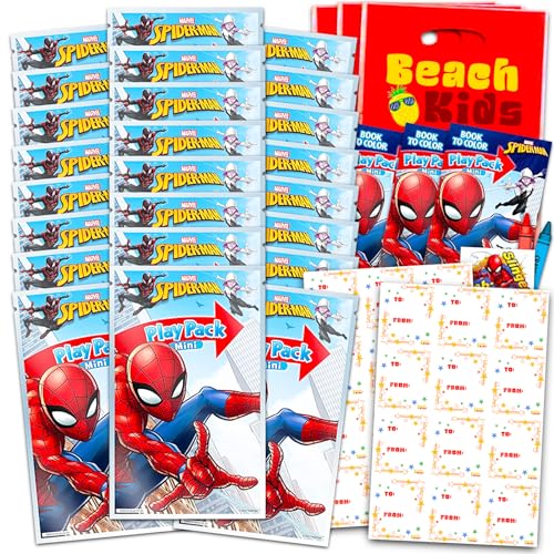 Marvel Spiderman-Valentinstagskarten für die Kinderschule, 24 Stück, Spiderman-Aktivitäts-Sets mit Etiketten, Valentinstagsgeschenke für Kinder, Klassenzimmer, Party, Austauschpaket von Marvel