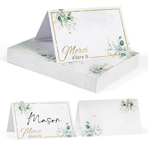 50Pcs Cartes De Place, 5,5x8,5CM, Marque Place Mariage avec Lettres Merci d'Etre Là, Marque Place, Carte De Table, Porte Nom Table Cartons, Placement Cartes de Nom Anniversaire 50Pcs Cartes De Place, 5,5x8,5CM, Marque Place Mariage avec Lettres Merci d'Etre Là, Marque Place, Carte De Table, Porte Nom Table Cartons, Placement Cartes de Nom Anniversaire von Marvelights