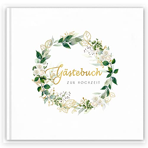 Marvelights Gästebuch Hochzeit, Hochzeitsbuch, Blanko Hochzeitsgästebuch, Hochzeitsgästebuch/Hochzeitsalbum/Hochzeitsbuch/Hochzeitsgeschenk, Hardcover, Stabile Fadenbindung (Blume) von Marvelights