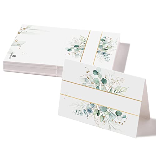 Marvelights 50 Tischkarten Hochzeit 10,5 x 7,4 cm (DIN A7), Namenskarten, Platzkarten zum beschriften, Hochzeit, Geburtstag, Konfirmation, Kommunion, Taufe Feier (DIN A7, Streifen) von Marvelights