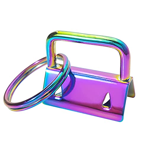 5 Stk. Marwotec RAINBOW BUNT Schlüsselbandrohling 25mm Regenbogen Farben Rohlinge Klemmschließeanhänger mit Schlüsselring für ca. 25mm breites Gurtband von Marwotec Verbindungselemente