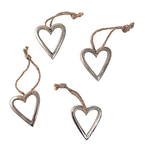 Marzoon 4X Metall Anhänger Herz 4,5 x 5cm - Offene Silberne Metallherzen zum Hängen - Vintage Deko für Geschenke - Mini-Deko - Mitbringsel von Marzoon