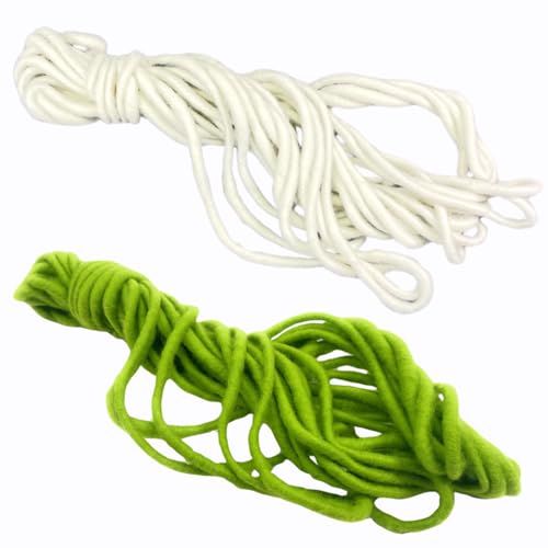 Marzoon schmales Filzband - 2er Set - Schmales Dekoband aus Filz, 0,5 x 1000 cm, (Weiß + Hellgrün), für Dekoration und Bastelprojekte - Filzkordel von Marzoon