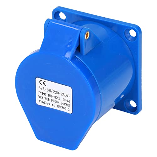 MasYosh 3 Pin Verdeckter Industrieauslass, PC-Messingblau-CEE-Sockel mit Klemmen und Leitungsdruckbildschirmen für Electric Power Winery Workshop Camping Outdoor 220-250V IP44 (HR-323) von MasYosh
