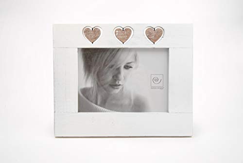 Mascagni Bilderrahmen aus Holz – Weiß – drehbares Herz – Fotogröße 13 x 18 cm – Rechteck von Mascagni