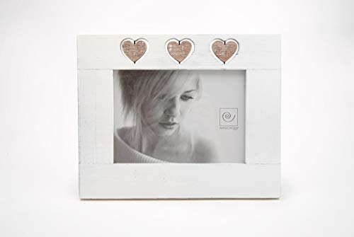 Mascagni Bilderrahmen aus Holz – Weiß – drehbares Herz – Fotogröße 13 x 18 cm – Rechteck Mascagni Bilderrahmen aus Holz – Weiß – drehbares Herz – Fotogröße 13 x 18 cm – Rechteck von Mascagni