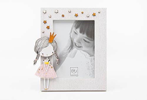 Mascagni Bilderrahmen aus gebleichtem Holz mit farbigem Ballerina-Dekor, Fotogröße 13 x 18 cm Mascagni Bilderrahmen aus gebleichtem Holz mit farbigem Ballerina-Dekor, Fotogröße 13 x 18 cm von Mascagni