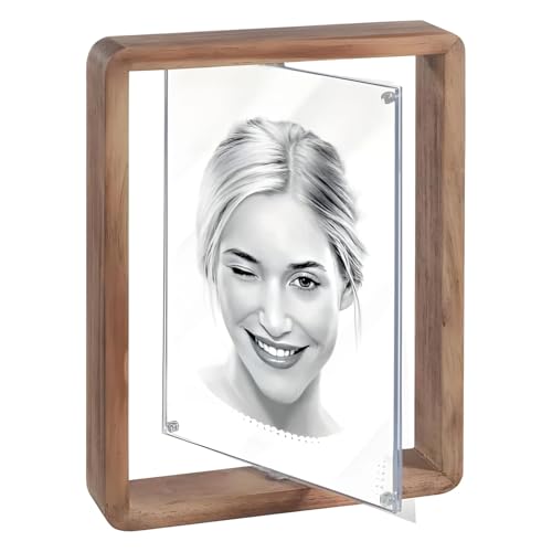 Mascagni Casa Bilderrahmen, 10 x 15 cm, Holz, doppelseitig, drehbar, Walnuss von Mascagni
