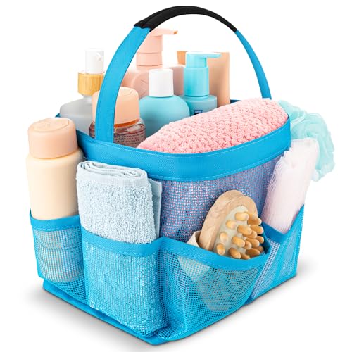 Masirs Duschtasche aus Netzstoff, groß, faltbar, tragbar, für Reisen, Fitnessstudio und Wohnheim, leicht zu tragen und zu organisieren, Badezimmer-Toilettenartikel (blau) von Masirs