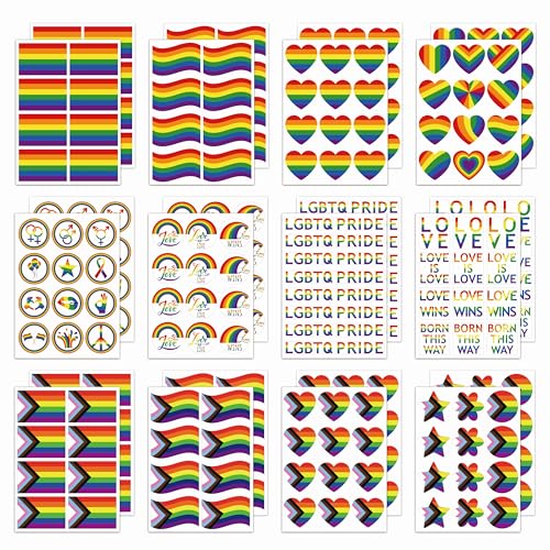 Masper 24 Bögen/248 Stück Gay Pride Aufkleber, Progress Pride Sticker, LGBTQ Sticker, Regenbogenfahne Flagge Aufkleber, Wasserdicht Vinyl Stickers, für Wasserflasche, Laptop, Scrapbooking, Partei Masper 24 Bögen/248 Stück Gay Pride Aufkleber, Progress Pride Sticker, LGBTQ Sticker, Regenbogenfahne Flagge Aufkleber, Wasserdicht Vinyl Stickers, für Wasserflasche, Laptop, Scrapbooking, Partei von Masper