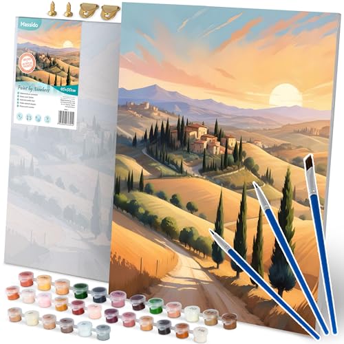 Massido Malen Nach Zahlen 40 x 50 cm Set Mit 3 Pinseln 30 Farben Haken Landschaft Massido Malen Nach Zahlen 40 x 50 cm Set Mit 3 Pinseln 30 Farben Haken Landschaft von Massido