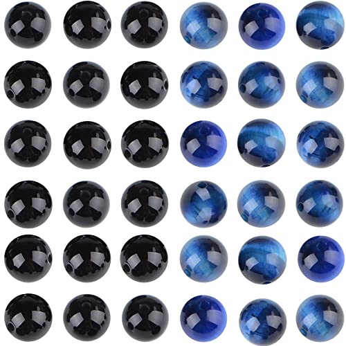 Massive Beads 140 Stück natürliche Kristallperlen, Heilperlen mit kostenloser Kristall-Stretchschnur für die Schmuckherstellung (schwarzer Onyx und blaues Tigerauge, 6 mm) von Massive Beads