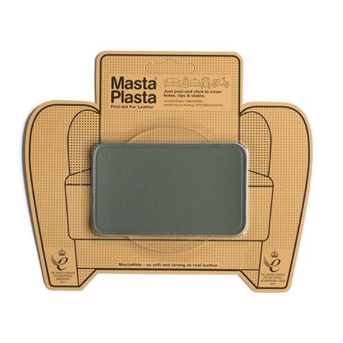 MastaPlasta Selbstklebende Premium Leder Reparatur Patch - Grau Leder - 10cm x 6cm. Sofortige Polsterung Qualität Patch für Sofas, Auto Interieur, Taschen, Jacken von MastaPlasta