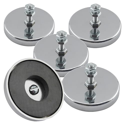 Master Magnetics Magnet mit runder Basis – Magnetverschluss/Magnete mit Löchern, 5,2 cm Durchmesser, 3,2 cm Gesamthöhe – hält 15,9 kg (Box mit 5 Stück) RB50B3NX5 von Master Magnetics