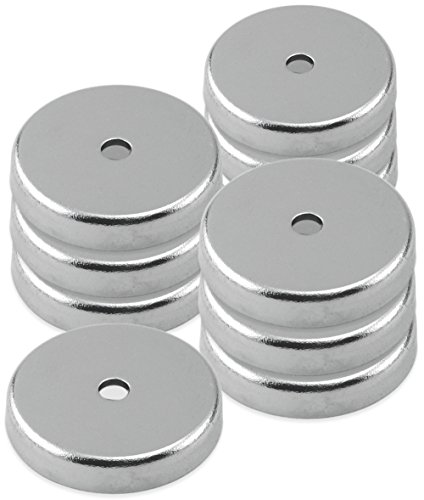 Master Magnetics Magnetverschluss, rund, mit 0,5 cm Mittelloch, verchromt, 3,6 cm Durchmesser, 0,7 cm dick, 7,3 kg, Silber (10 Stück) RB45CX10 von Master Magnetics