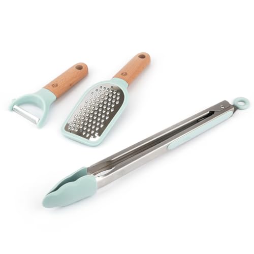 Masterchef 3-teiliges Küchenutensilien-Set | Schäler, Zange und Reibe | Design aus Holz und Edelstahl | Küchenzubehör für Haus und Küche | Küchenutensilien Masterchef 3-teiliges Küchenutensilien-Set | Schäler, Zange und Reibe | Design aus Holz und Edelstahl | Küchenzubehör für Haus und Küche | Küchenutensilien von MasterChef Junior