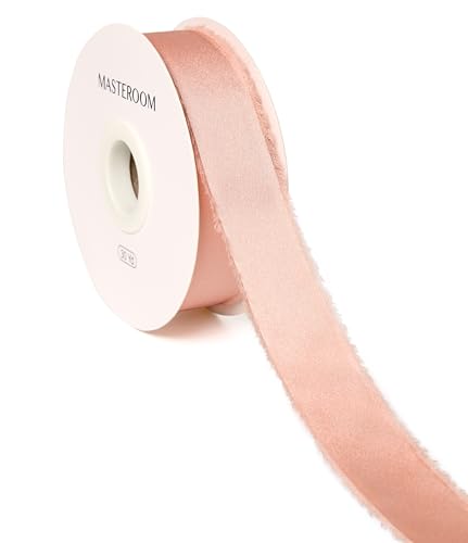 Pinkes Seidensatinband, 2,5 cm x 27,7 m, handgefertigtes ausgefranstes Chiffonband für Geschenkverpackungen, Hochzeitseinladungen, Brautsträuße, Heimdekoration Pinkes Seidensatinband, 2,5 cm x 27,7 m, handgefertigtes ausgefranstes Chiffonband für Geschenkverpackungen, Hochzeitseinladungen, Brautsträuße, Heimdekoration von Masteroom
