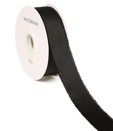 Schwarzes Seiden-Satinband, 2,5 cm x 27,7 m, handgefertigtes, ausgefranstes Chiffonband für Geschenkverpackungen, Hochzeitseinladungen, Brautsträuße, Heimdekoration Schwarzes Seiden-Satinband, 2,5 cm x 27,7 m, handgefertigtes, ausgefranstes Chiffonband für Geschenkverpackungen, Hochzeitseinladungen, Brautsträuße, Heimdekoration von Masteroom