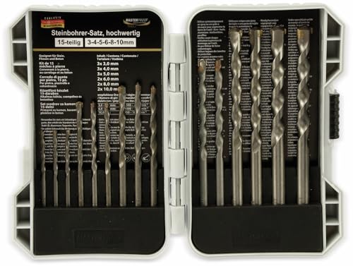MasterProof Steinbohrer-Satz hochwertig 15-teilig 3-4-5-6-8-10mm von Masterproof