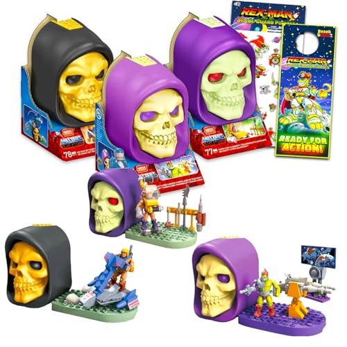 Masters of the Universe Bauset – Paket mit 3 Skelett-Schädel-Spielsets, plus Aufklebern, mehr | He-Man Konstruktionsspielzeug Partygeschenke von Masters of the Universe