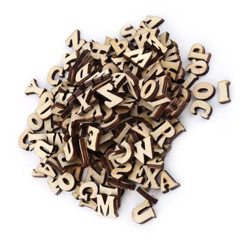 200 Pcs Gemischtes Holz a z Buchstaben 0 9 Zahlen Unbefragte Decoationen Kinder Frühes Lernen, aus Holzmaterial, Sicher und für Handwerks (Englisch Brief Design) von Masyrt