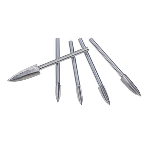 Holzschnitzgerät 5pcs/Set Holzschnitz- und Gravurbohrbohrer -Bit Mahlen Wurzel Wurzel Schnitzwerkzeuge für Holzbearbeitungsschnitzereien (Silber) von Masyrt