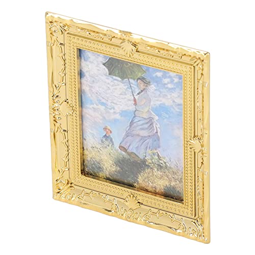 Masyrt 1:12 Miniaturen Ölmalerei mit Goldenem Rahmen, Handgefertigten Acrylpuppenhausmalereien für Mädchen, Ideale Miniaturliebhaber oder Sammler (Dachmädchen) von Masyrt