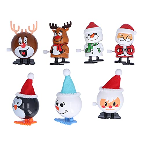 Masyrt 11 Pack Weihnachten Wind up Spielzeugset,Süßer Weihnachtsmann Snowman Sorthed Clockwork Home Decoration,Sprung und Wanderung Spielzeug Goody Bag Füllstoff für Weihnachtsfeier von Masyrt