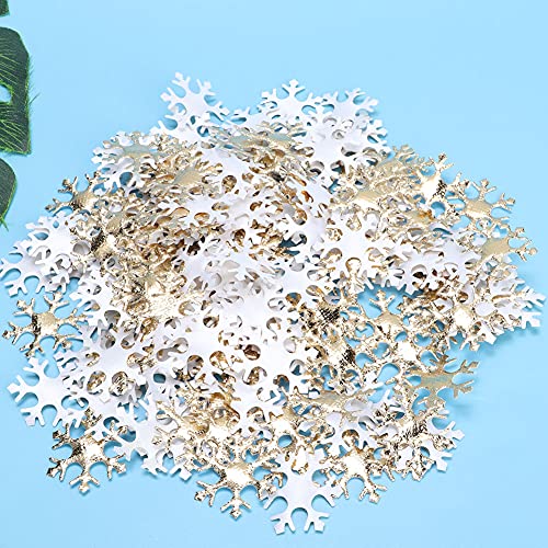 Masyrt 200 PCs Silber Schneeflocken Konfetti, Flauschige Party-Dekoration Schneeflocken für Weihnachten und Hochzeit, Bestehend aus Nicht Gewabtem Stoff, Exquisit mit Guter Form, Hoher (Gold) von Masyrt