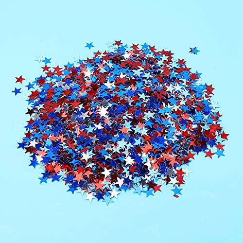 Masyrt 60g Fünf Spitze Star Konfetti Hochzeitswurf für Dekorative Accessoire Tisch Ornament Konfetti für Weihnachten, Amerikanische Unabhängigkeitstag Party (Rot, Blau und Silber dreifarbig von Masyrt