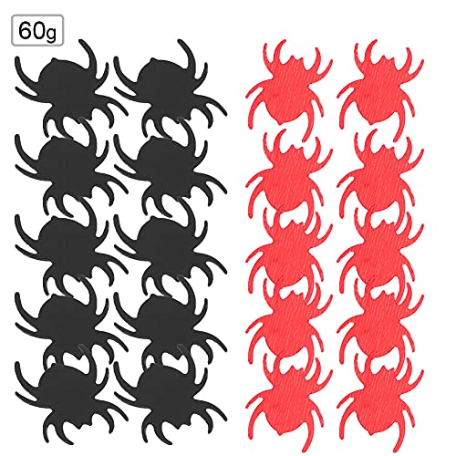 Masyrt 60g Multiform PVC Halloween Party Confetti für DIY, Lebendige Schreckliche Urlaubsdekoration mit Gesundem Material (Schwarze Spinne + rote Spinne) von Masyrt