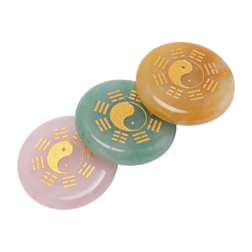 Masyrt Gravierte Chakra -Palmensteine, Premium -Kristallsteine ​​acht Trigramm -Mustersteine ​​zur Meditation, Exquisite Handwerkskunst von Masyrt