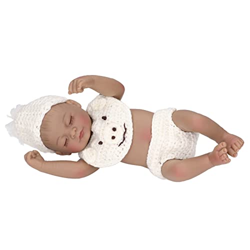Masyrt Lifelike Babypuppe, 10 Zoll Weiches Silikon Neugeborenes Kleinkindpuppe mit Schönen Kleidern, Kinderspielzeug (10inch schwarzer Junge mit geschlossenen Augen) von Masyrt