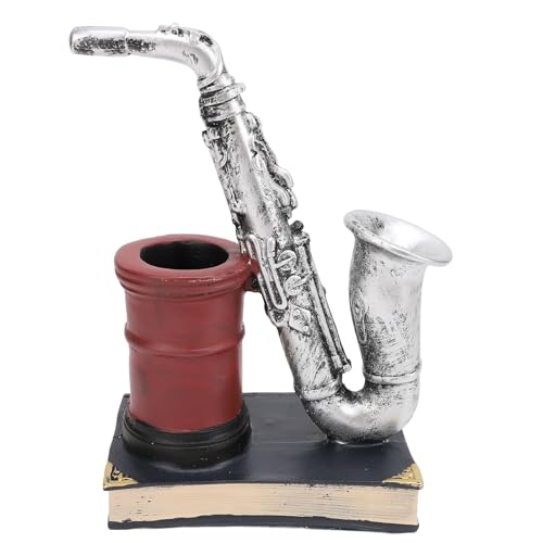 Masyrt Saxophon Stifthalter Dekor Harz Craft Ornament Vintage Style Bleistift Cup Desk Organizer für Wohnzimmerstudie (Rot) von Masyrt
