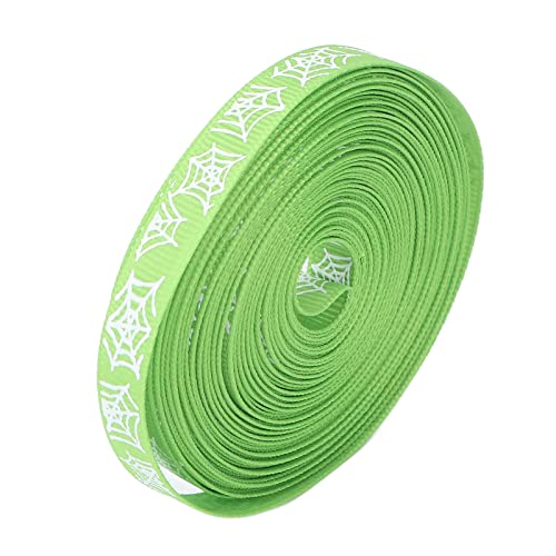 Polyesterband Wasserdichte Hohe Dichte 10 Yard 10 Mm Breite Geschenkverpackung Handwerk Ribbon (Grüner Bottom Spider -Webdruckdruck) von Masyrt
