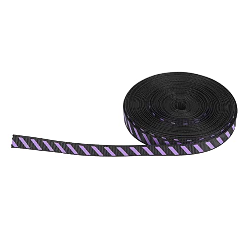 Polyesterband Wasserdichte Hohe Dichte 10 Yard 10 Mm Breite Geschenkverpackung Handwerk Ribbon (Schwarzer Hintergrund Purpur Twill Druck) von Masyrt