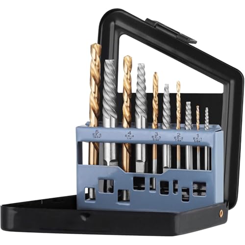 Mata1 – Linkshänder-Bohrerset – 10-teilig, Silber und Gold – Metall-Ausdreherbits zum Entfernen abgenutzter, abgebrochener Schrauben und Bolzen mit Aufbewahrungskoffer aus Eisen von Mata1