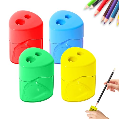 Anspitzer mit Behälter Klein, Bleistiftspitzer Dosenspitzer Dicke und dünne Stifte für Schule Büro, 4 Farben (#A-4pcs) von Matame