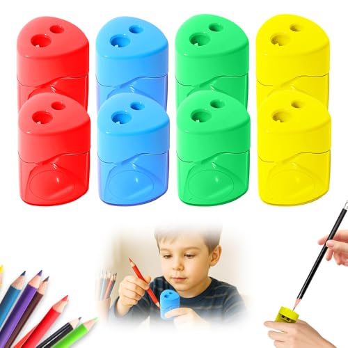 Anspitzer mit Behälter Klein, Bleistiftspitzer Dosenspitzer Dicke und dünne Stifte für Schule Büro, 4 Farben (#A-8pcs) von Matame