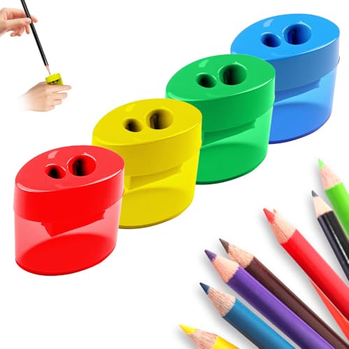 Anspitzer mit Behälter Klein, Bleistiftspitzer Dosenspitzer Dicke und dünne Stifte für Schule Büro, 4 Farben (#B-4pcs) von Matame