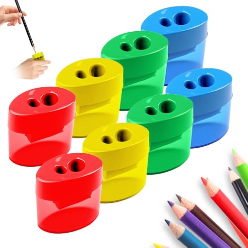 Anspitzer mit Behälter Klein, Bleistiftspitzer Dosenspitzer Dicke und dünne Stifte für Schule Büro, 4 Farben (#B-8pcs) von Matame