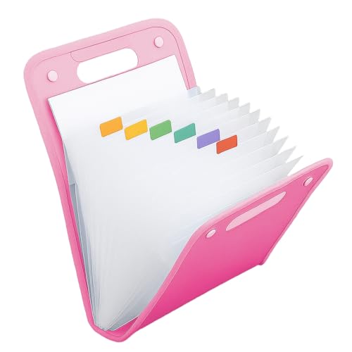 Fächermappe mit 13 Fächer, Zeugnismappe Mädchen Jungen,Ordnungsmappe Dokumententasche Mappe Organizer für Büro Hause Schule Dokumente (Rosa) von Matame