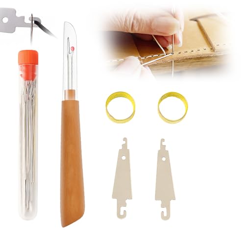 Nähzubehör Set,Nähset mit Sticknadel,Nadelkissen,Fingerhut,Nadeleinfädler,Nähgarn,Nahtschneider für Leder Teppich Matratzen Reparieren (31 Stück) von Matame